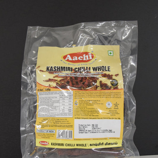 AACHI KASHMIRI CHILLI WHOLE WITH STEM 100 GM